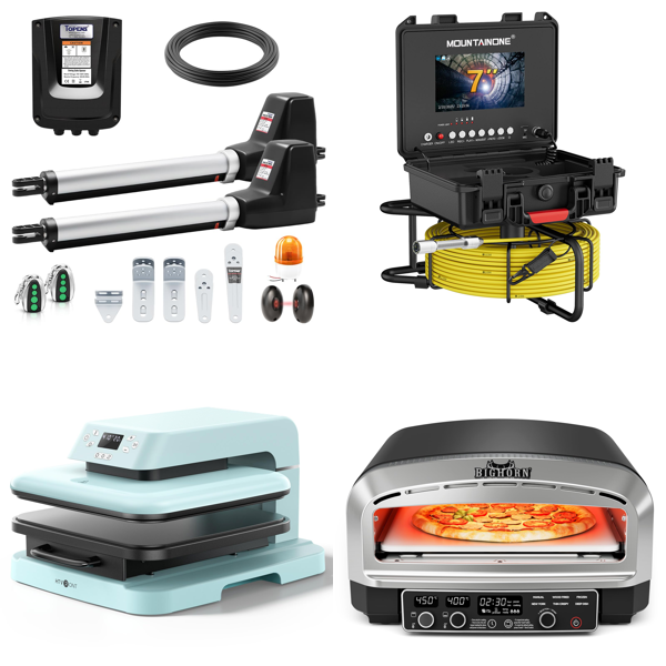 Source photograph for Pallet – Mixed Equipment – Pizza Ovens, Air Fryers, Stand Mixers, Cameras, Pumps, Lighting