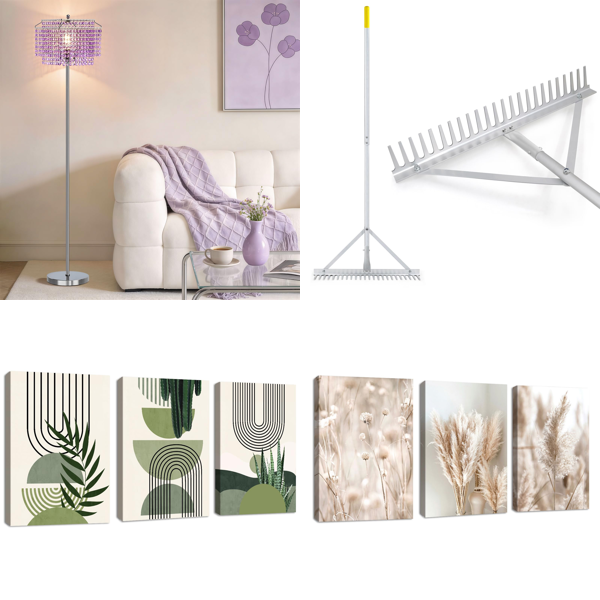 Source photograph for Pallet – Homeware – Floor Lamps, Decorative Wall Art, Garden Rakes, Kids' Clothing Racks, Rugs, Kitchen Taps