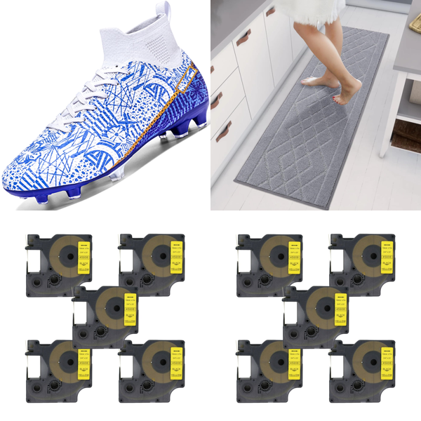 Source photograph for Pallet – Mixed Goods – Football Boots, Label Tapes, Kitchen Mats, Plush Toys