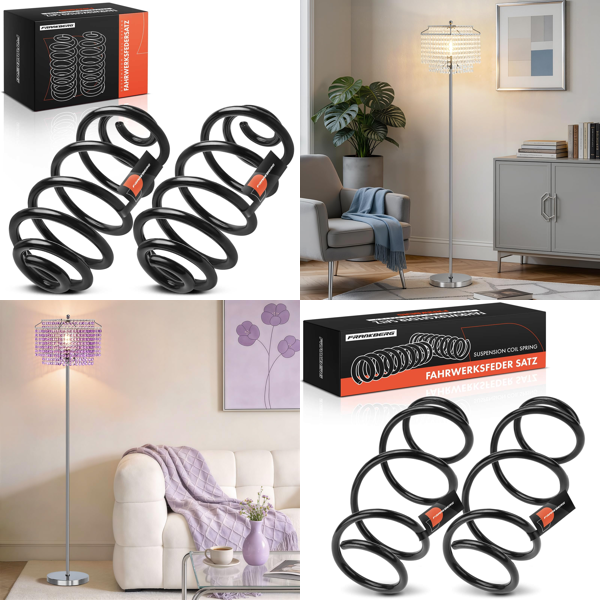 Source photograph for Pallet – Automotive Parts – Suspension Springs, Driveshaft Joints, Floor Lamps, Mesh Protection Bags