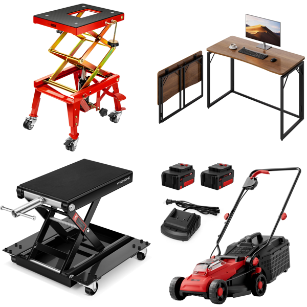 Source photograph for Pallet – Sports & Garage Equipment – Stunt Scooters, Motorcycle Lifts, Lawn Mowers, Body Scales, Cleaning Machines