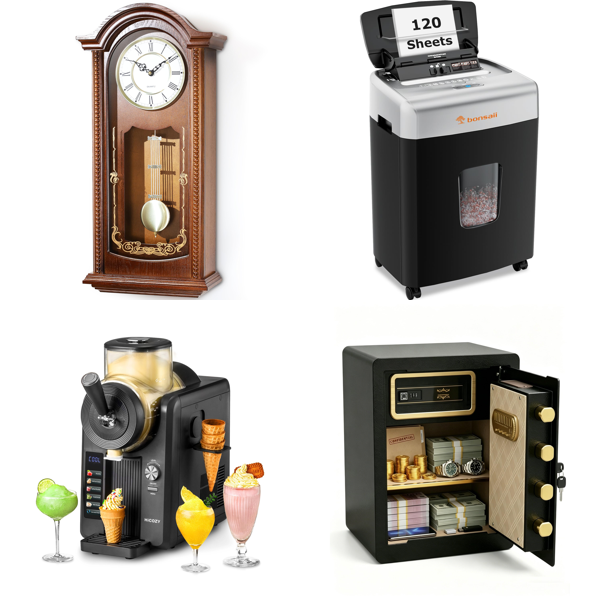 Source photograph for Pallet – Home & Technology – Clocks, Air Fryers, Paper Shredders, Safes, Fans, Mirrors