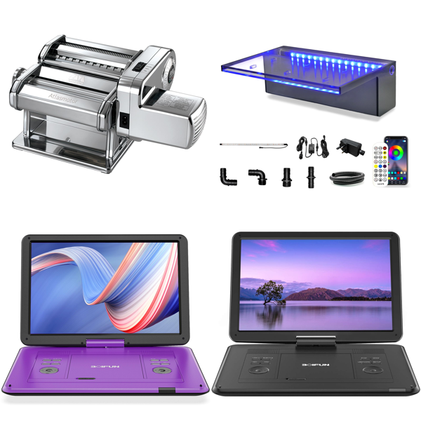 Source photograph for Pallet – Mixed Goods – Pasta Machine, Portable DVD Players, Waterfall Blade, Sun Shade Cloth