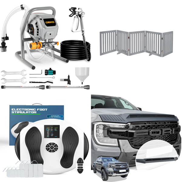 Source photograph for Pallet – Home & Utility – Paint Sprayers, Foot Massagers, Dog Gates, Rugs