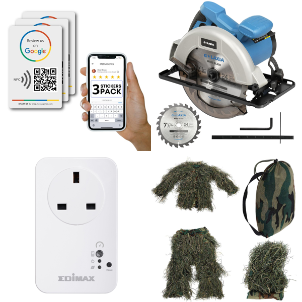 Source photograph for Pallet – Electronics & Accessories – Smart Plugs, Docking Stations, Circular Saws, NFC Stickers