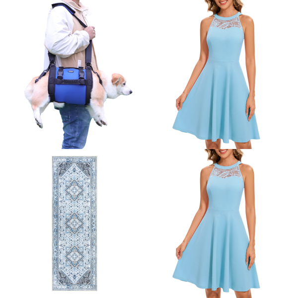 Source photograph for Pallet – Mixed Goods – Water Shoes, Evening Dresses, Runner Rugs, Security Bars, Lifting Harness