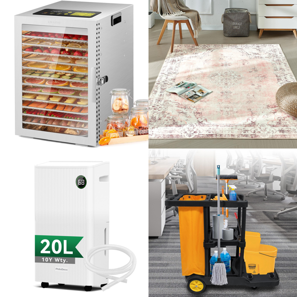 Source photograph for Pallet – Home Appliances – Food Dehydrators, Dehumidifiers, Robot Vacuum Cleaners, Ceiling Fans With Lights