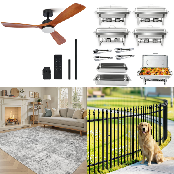 Source photograph for Pallet – Mixed Homeware – Ceiling Fans, Rugs, Mattress Toppers, Garden Sprayers