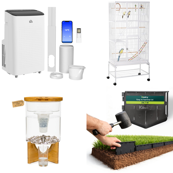 Source photograph for Pallet – Mixed Garden & Automotive Equipment – Air Conditioner, Water Filter, Pressure Washer, Jump Starter
