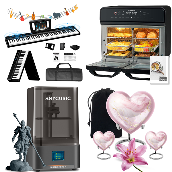 Source photograph for Pallet – Mixed Goods – Digital Pianos, 3D Printers, Air Fryers, Vacuum Cleaners, Pressure Cookers, Turntables