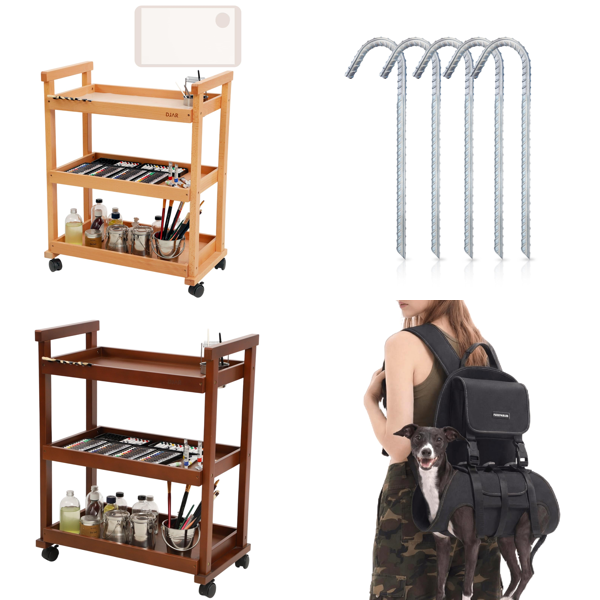 Source photograph for Pallet – Art & Garden Supplies – Rolling Carts, Ground Anchors, Dog Carrier Backpack