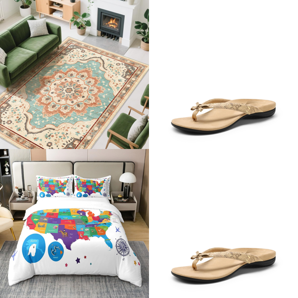 Source photograph for Pallet – Home Textiles & Footwear – Vintage Rug, Bedding Sets, Women's Flip-Flops, Blackout Curtains