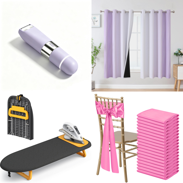 Source photograph for Pallet – Mixed Home Goods – Curtains, Blankets, Cabinet Handles, Side Tables, Kitchen Containers