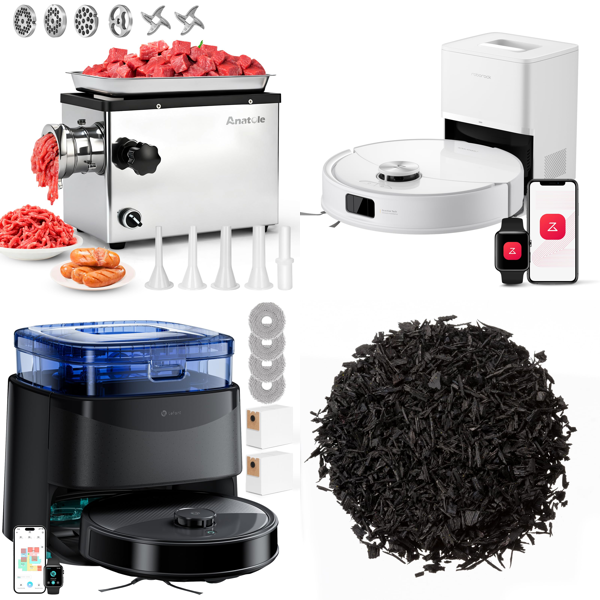 Source photograph for Pallet – Mixed Goods – Robot Vacuums, Meat Grinder, Food Slicer, Inflatable Movie Screen
