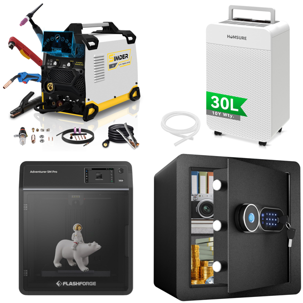 Source photograph for Pallet – Mixed Goods – Welder, 3D Printer, Dehumidifier, Safe Box, Espresso Machine