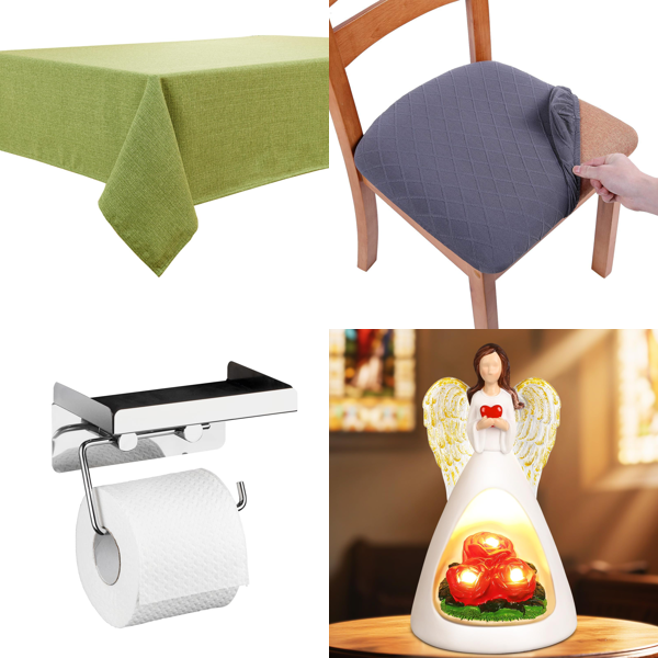 Source photograph for Pallet – Mixed Homeware – Tablecloth, Chair Covers, Lighting, Door Handle, Cork Coasters
