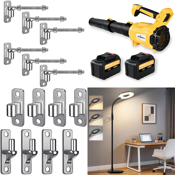 Source photograph for Pallet – Mixed Goods – Gate Hinges, Cordless Blower, Floor Lamp, Shapewear Slip Dresses