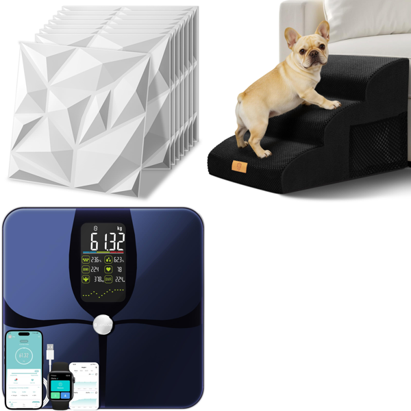 Source photograph for Pallet – Mixed Home & Pet Supplies – 3D Wall Panels, Smart Scales, Dog Steps