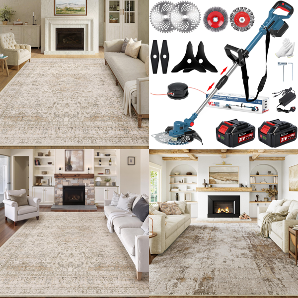 Source photograph for Pallet – Rugs & Garden Tools – Vintage Rugs, Washable Rugs, Grass Trimmer, Doormats