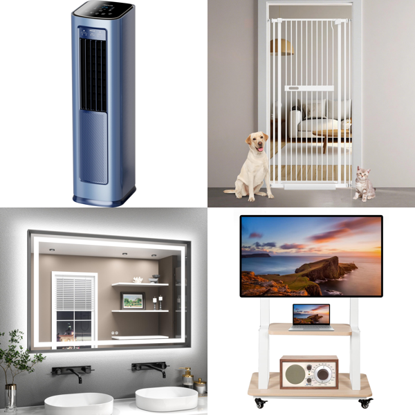 Source photograph for Pallet – Home Equipment – Portable Air Conditioners, Illuminated Mirrors, Tall Safety Gates, TV Stands