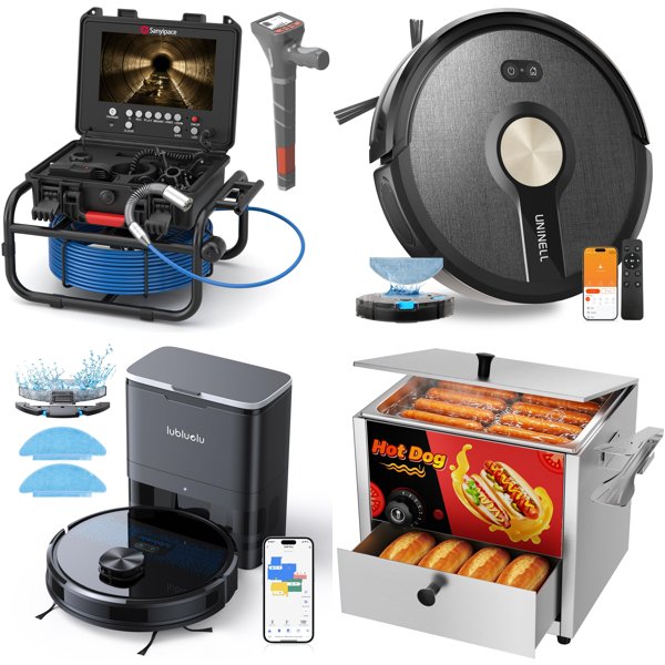Source photograph for Pallet – Mixed Equipment – Drain Cameras, Robot Vacuums, Pressure Washers, Garden Hose Reels