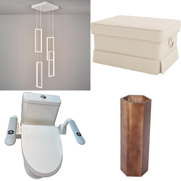 Source photograph for Pallet – Home Equipment & Accessories – Lighting, Toilet Safety Rails, Sofa Cover, Storage Baskets, Clothes Line Pole