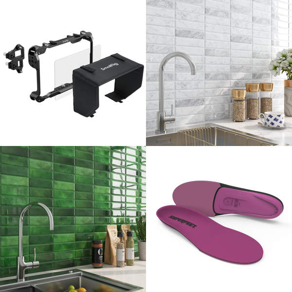 Source photograph for Pallet – Mixed Home Goods – Self-Adhesive Tiles, Wallpaper, Insoles, Braces, Curtains