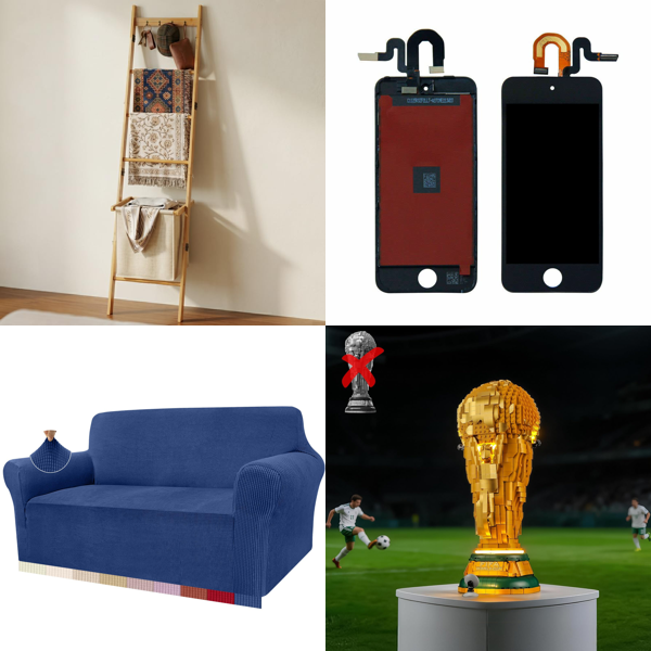 Source photograph for Pallet – Mixed Home, Pet & Electronics – Blanket Ladder, Sofa Cover, iPod Display, LED Kit, Dog Cooling Mat