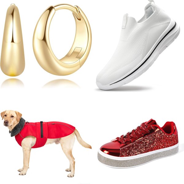 Source photograph for Pallet – Mixed Goods – Shoes, Dog Coats, Jewelry, Stair Treads