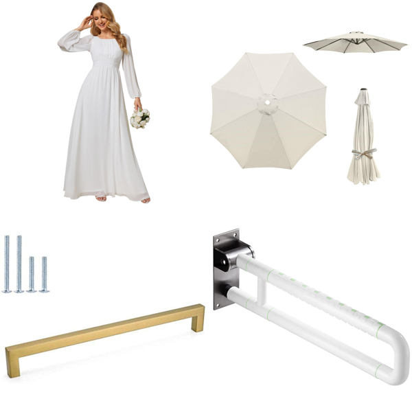 Source photograph for Pallet – Mixed Goods – Dresses, Kitchen Handles, Garden Supplies, Support Rails, Lighting