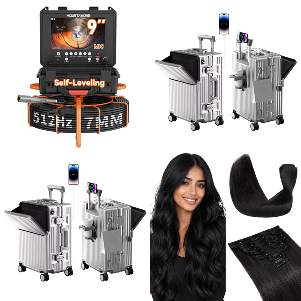 Source photograph for Pallet – Mixed Goods – Pipe Inspection Cameras, Suitcases, Car Radios, Hair Extensions
