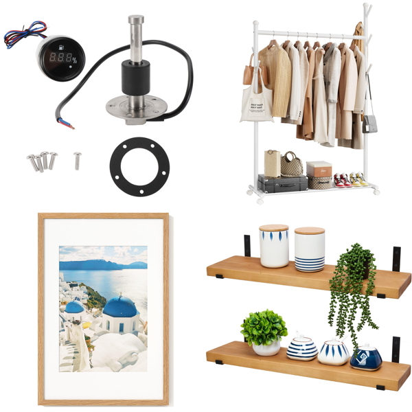 Source photograph for Pallet – Mixed Home Goods – Clothes Racks, Shelves, Curtain Tracks, Bowls, Doormats, Decorative Trees