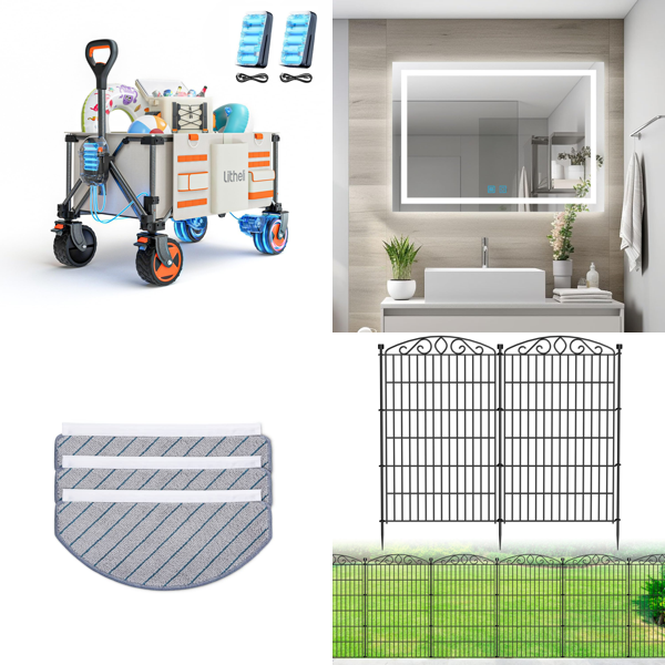 Source photograph for Pallet – Home & Garden – Robot Vacuum, Garden Carts, Garden Hoses, Ceiling Fans