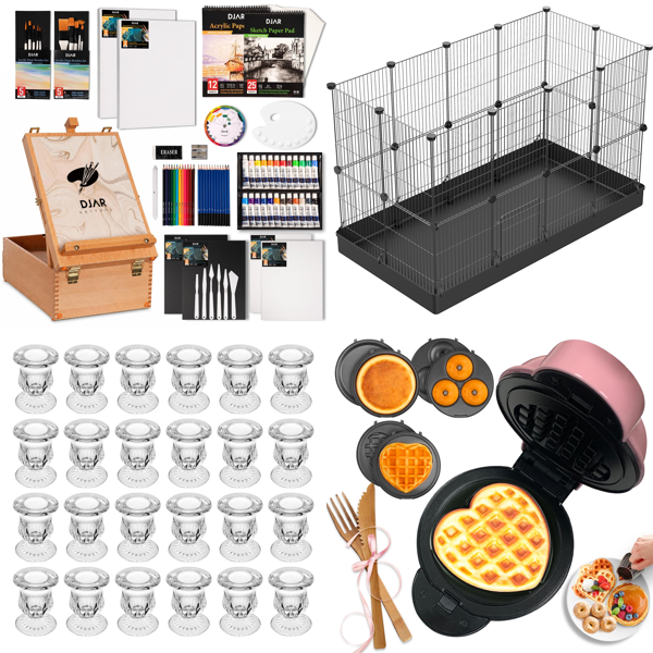 Source photograph for Pallet – Mixed Home Goods – Art Set, Candle Holders, Pet Playpens, Waffle Makers