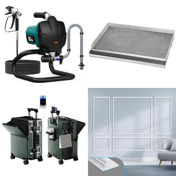 Source photograph for Pallet – Mixed Home & Workshop Goods – Paint Sprayer, Carry-On Suitcase, Griddle Plate, Wall Panels
