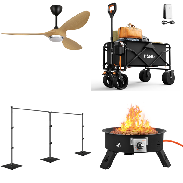 Source photograph for Pallet – Home & Garden Equipment – Fans, Cookware, Garden Carts, Lighting