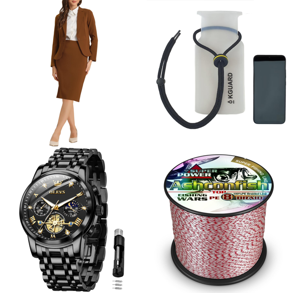 Source photograph for Pallet – Mixed Goods – Women's Suit, Men's Watch, Waterproof Pouch, Headphones