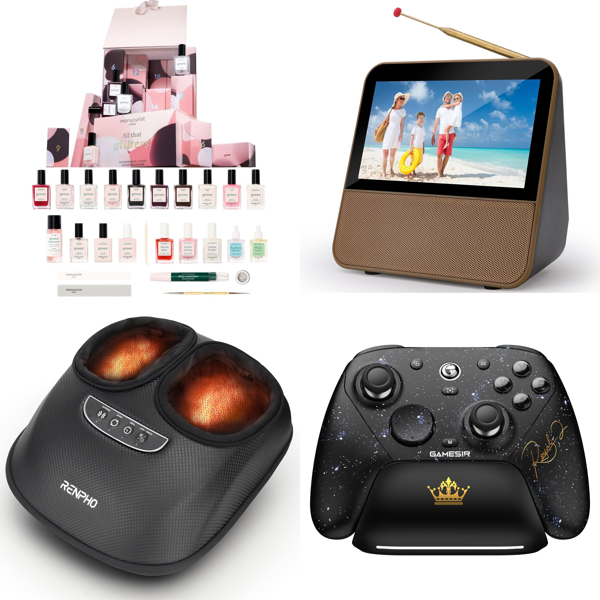 Source photograph for Pallet – Mixed Goods – Nail Care, Foot Massager, Portable TV, Gaming Controller, Heated Blankets