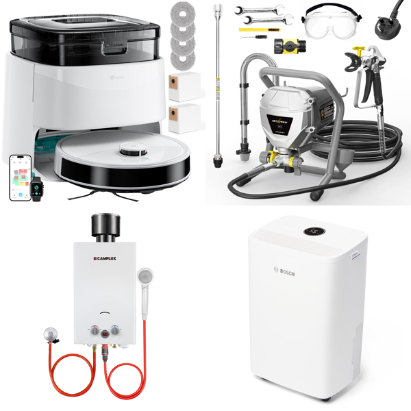 Source photograph for Pallet – Home Appliances – Robot Vacuums, Water Heaters, Dehumidifiers, Air Fryers, Ceiling Fans