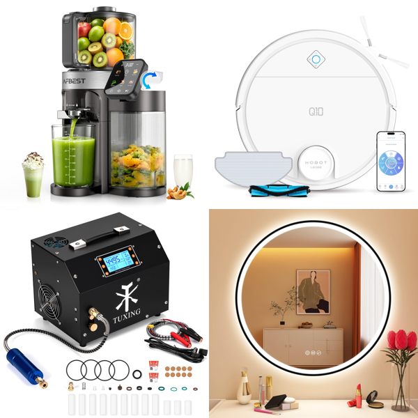 Source photograph for Pallet – Kitchen & Home Appliances – Juicers, Robot Vacuums, Mirrors, Dough Mixers, Espresso Machines