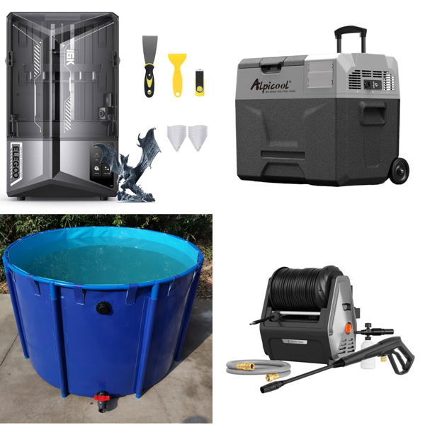 Source photograph for Pallet – Equipment & Technology – 3D Printer, Refrigerator, Pressure Washer, Cat Tree, Camping Trolley