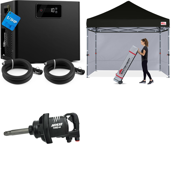 Source photograph for Pallet – Mixed Equipment – Ice Bath Chiller, Pneumatic Impact Wrench, Gazebo with 4 Sidewalls