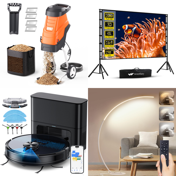 Source photograph for Pallet – Home & Garden Equipment – Robot Vacuums, Shredders, Lamps, Parasols, Dispensers