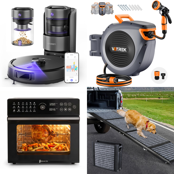 Source photograph for Pallet – Mixed Home & Garden Goods – Robot Vacuums, Air Fryer Oven, Garden Hose, Dog Ramps