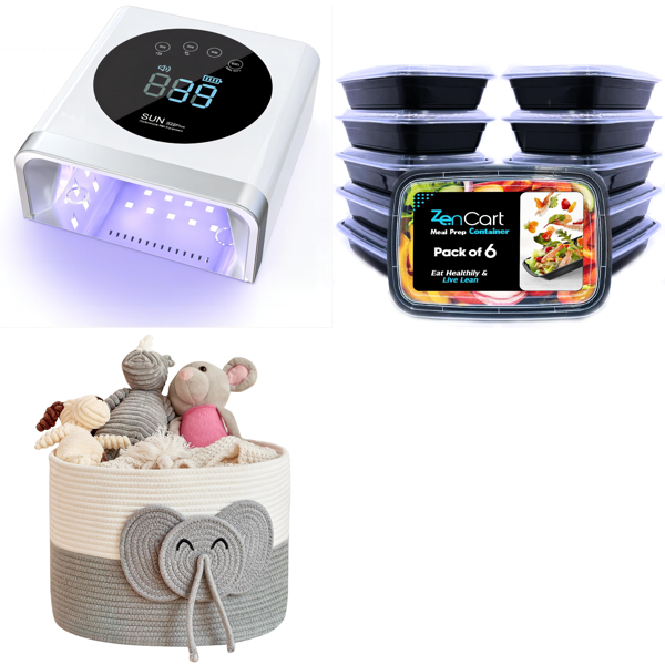 Source photograph for Pallet – Mixed Home Goods – Nail Lamps, Storage Baskets, Food Containers