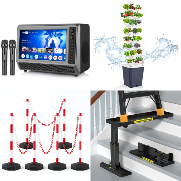 Source photograph for Pallet – Mixed Goods – Smart TV, Steam Cleaner, Electric Hob, Mirror, Hydroponic Tower, Cosmetic Organizers