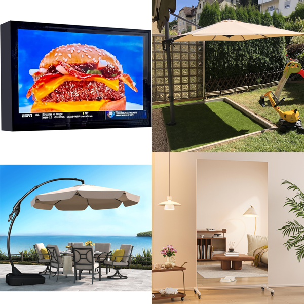 Source photograph for 2x Pallet – Garden Equipment – Parasols, Mirrors, Garden Fence, Hammock - Forklift Required