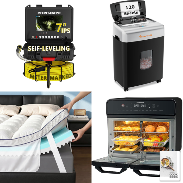 Source photograph for Pallet – Appliances & Office Equipment – Drain Camera, Mattress Toppers, Shredders, Air Fryer Ovens