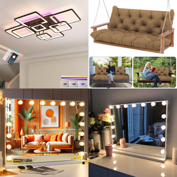 Source photograph for Pallet – Lighting, Mirrors, Garden Accessories – LED Ceiling Lights, Lighted Vanity Mirrors, Garden Cushions, Sandwich Toaster, Camping Table