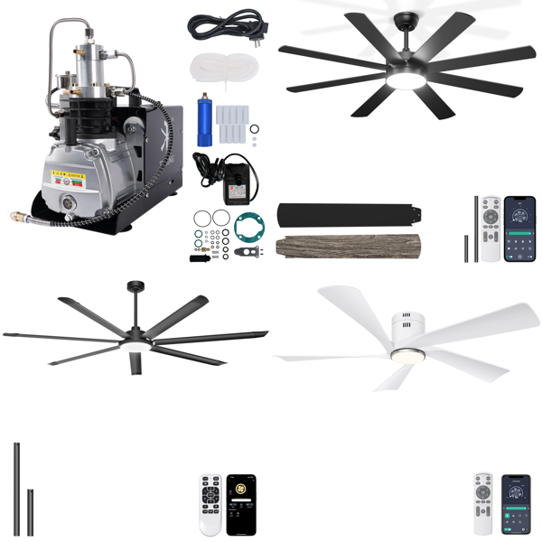 Source photograph for Pallet – Fans & Compressors – Ceiling Fans, Lighting, High-Pressure Air Compressor